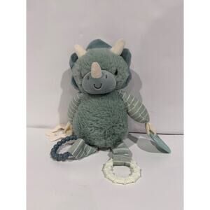 DreamGro Triceratops Green Dinosaur Dino Plush Teether Baby Sensory Toy Crib